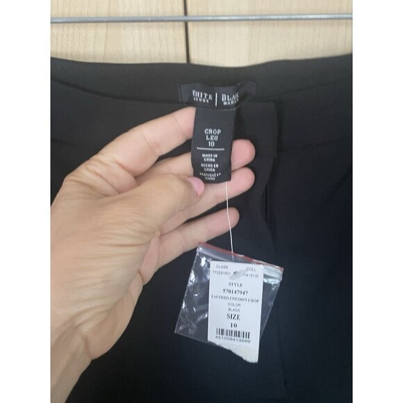 WHBM High Rise Wide Leg Crop Black Pants Sz 10 Career Travel Casual Party NEW - Picture 2 of 4